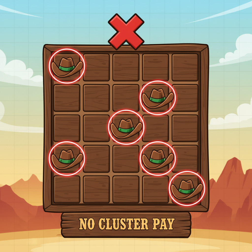 Exempel på felaktiga cluster pays-kombinationer i Le Cowboy som inte ger vinst