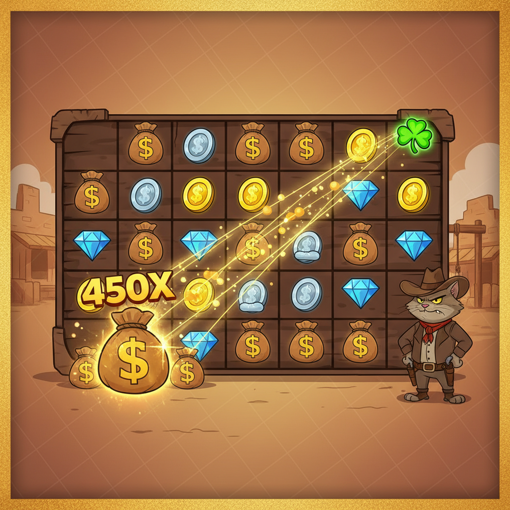 Loot Bag-mekanismen i Le Cowboy som samlar alla myntvärdena för stora vinster