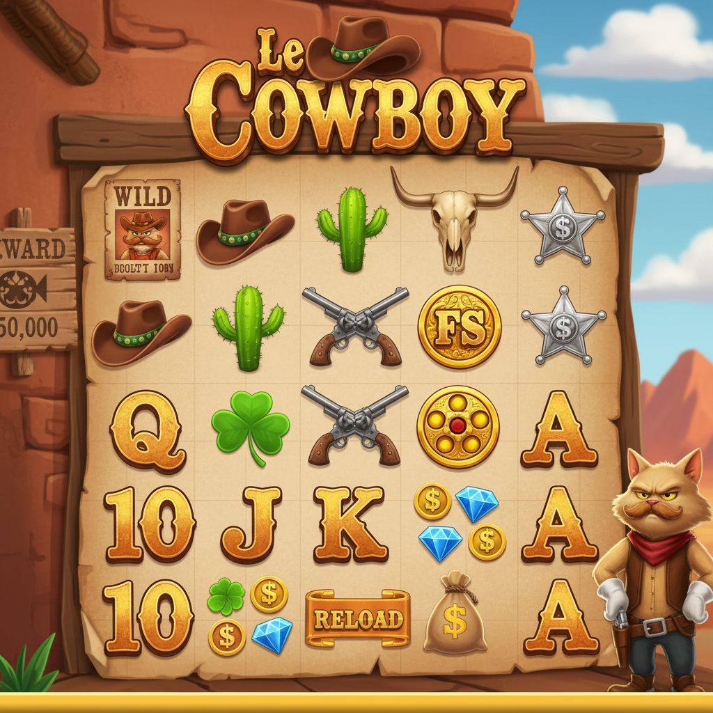 Le Cowboy paytable — alla symboler och multiplikatorer
